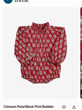 Crimson Petal Block Print Bubble Top - Kids